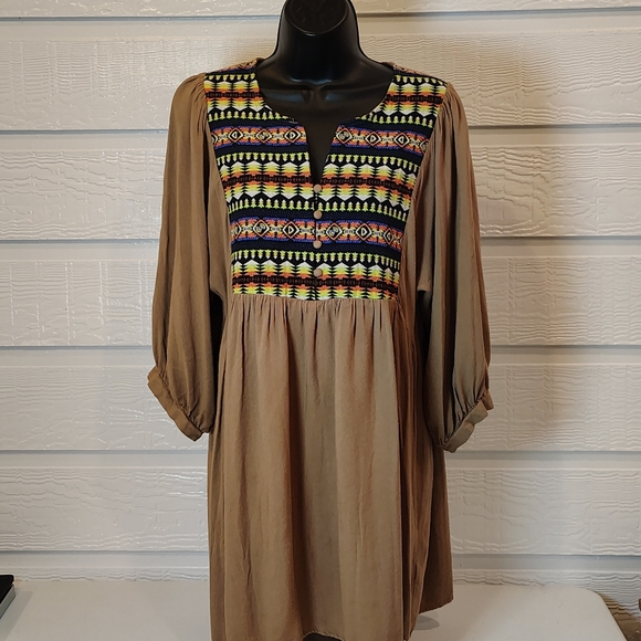 UMGEE SZ LG WOMENS BOHO EMBROIDERED TRIBAL DRESS FESTIVAL PRARIE PEASENT - Picture 1 of 7